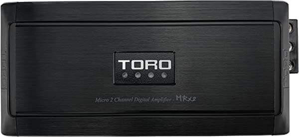 TORO TECH - MRx2,150 W x 2 RMS @ 2 Ohm - 110 W x 2 RMS @ 4 Ohm Amplificador de coche multicanal de tamaño micro, diseño de calidad de sonido Clase D, encendido automático incorporado, rango completo o altavoz subwoofer