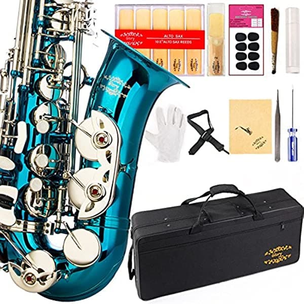 Kit de cuidado para saxofón con 11 reeds, 8 para saxofón alto cojines, funda, Glory E Flat 43230-135641