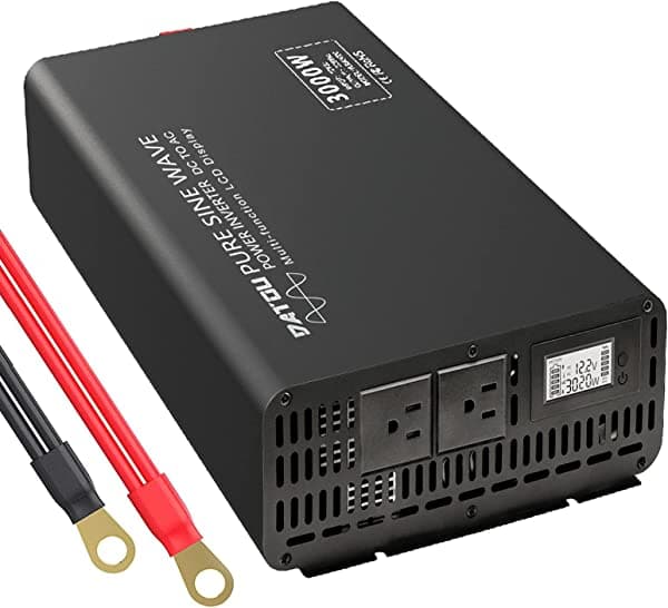 MFUZOP Inversor de corriente de onda sinusoidal pura de 3000 W, pico de 6000 W, convertidor de corriente continua de 12 V a CA 120 V con 2 salidas de CA, pantalla LCD para sistema solar doméstico, camiones/RV convertidor de voltaje de calidad profesional, inversor de onda sinusoidal HS-3000W