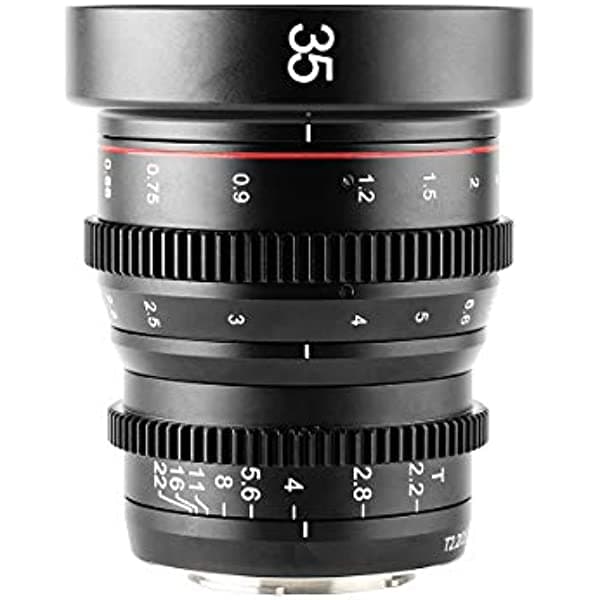 Meike Lente de cine de 1.378 in T2.2 Mini enfoque manual gran angular para cámaras M43 Micro Cuatro Tercios MFT de montaje BMPCC 4K ZCAM E2 MK-3522 M43