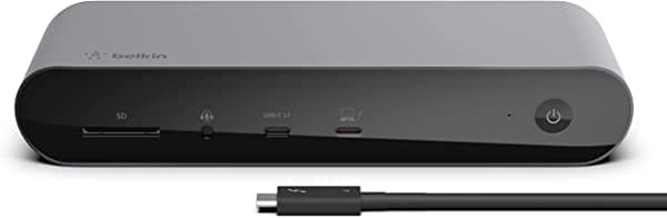 Belkin Thunderbolt 4 estación de acoplamiento - Hub USB C - Estación de acoplamiento USB C para MacBook y Windows, Power Delivery de 90 W, pantalla 4K individual o doble, con Thunderbolt, HDMI, Ethernet, SD y puertos de audio INC006ttSGY