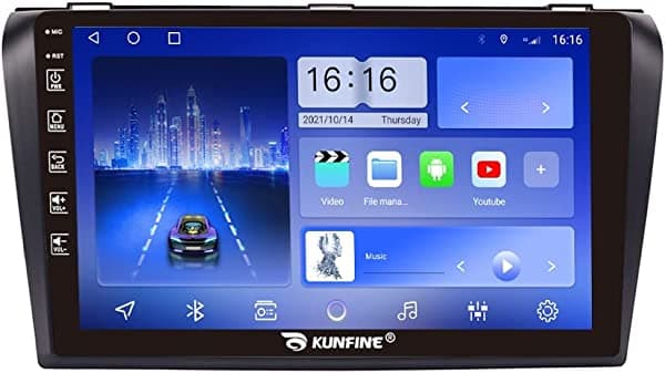 KUNFINE radio Android con CarPlay y Android Auto, autoradio con navegación, reproductor multimedia, estéreo GPS, pantalla táctil RDS DSP BT WiFi, head unit, reemplazo para Mazda 3 2004-2010