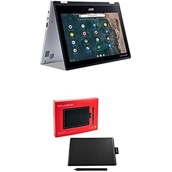 Acer Chromebook Spin 311 - Portátil convertible, Intel Celeron N4020, 11.6" HD Touch, 4GB LPDDR4, 32GB eMMC y One by Wacom Student Drawing Tablet para Windows PC, Mac y Chromebook