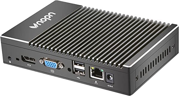 Vnopn Mini PC sin ventilador AMD A6 1450 (hasta 1.4 GHz), mini PC de escritorio con Windows 10 Pro con licencia 8G DDR3/128G SSD, computadora pequeña industrial, pantalla dual/Gigabit Ethernet/WiFi/BT/encendido automático LAN K1