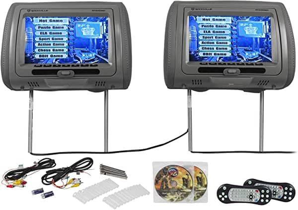 Rockville - Subwoofer de estudio activo / con alimentación, Pro Reference, apm10b 10 pulgadas 400W, DVD dual pantalla táctil, 9 pulgadas RTSVD961-GR