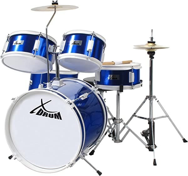 XDrum Junior - Set de batería infantil de 4 - 8 años incluye lección con DVD azul J-Std-B