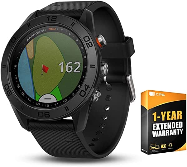 Garmin Approach S60 - Reloj de golf negro con correa negra (010-01702-00) con 1 año de garantía extendida E9GRAPPROACHS60K