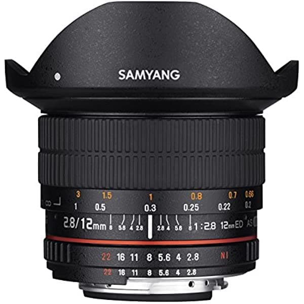 Samyang Lente ojo de pez ultra ancho F2.8 de 12mm para cámaras réflex digitales Nikon - compatible con full frame SY12M-N