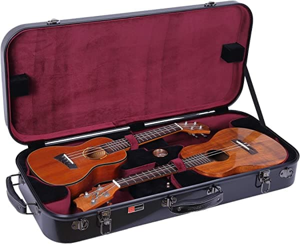 Crossrock Funda doble de fibra de vidrio con ukelele tenor, estilo mochila, negro (CRF1000DCTUBK)