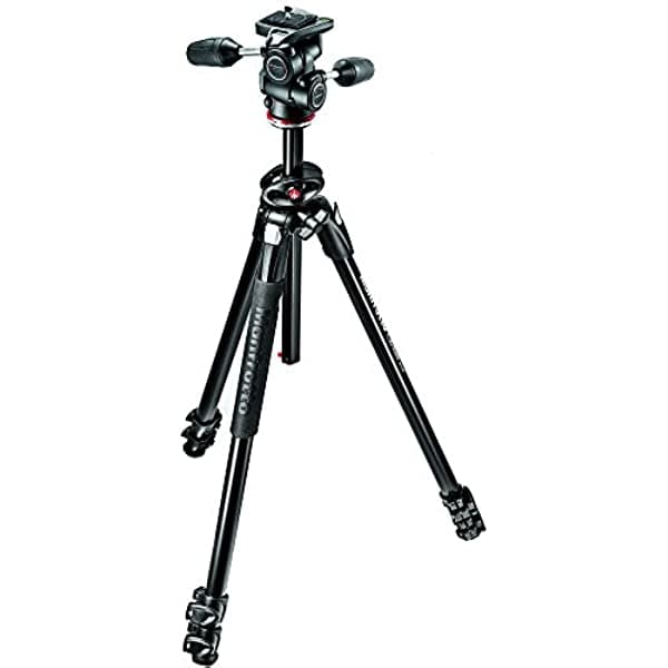 Manfrotto 290 Dual Aluminio 3 Secciones Kit Trípode con Cabeza de 3 Vías (MK290DUA3-3WUS), Negro