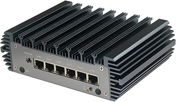 HUNSN Micro Firewall Appliance, Mini PC, VPN, router PC, Intel Core I5 1135G7, RJ07, AES-NI, 6 x Intel 2.5GbE I225-V LAN, COM, HDMI, ranura SIM, barebone, sin RAM, sin almacenamiento, sin sistema RJ07-1135G7-00