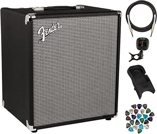 Fender Rumble 100 V3 1x12 100 W, pack de amplificador combo de bajo con cable de instrumento, soporte de guitarra Amperstand, afinador y 24 púas AUS-2370400000-COMBO-PRO-V2