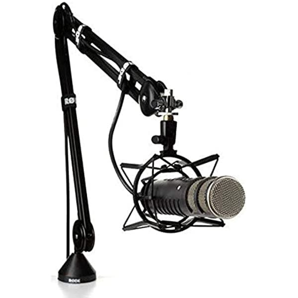 Equipo de radiodifusión: Rode Procaster - micrófono dinámico de calidad para radiodifusión, grande, en forma de cápsula, con Rode PSA, 1 soporte giratorio, micrófono de estudio con brazo y Rode PSM, 1 soporte antigolpes; para radiodifusión