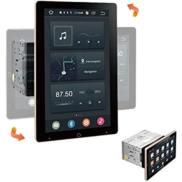 Amaseaudio Android 10 estéreo para auto, pantalla táctil giratoria de 10.1 pulgadas, 90 rotaciones, 6 núcleos, DSP+, universal doble Din, compatible con Apple CarPlay, Android Auto/GPS Navi/HD1080P/arranque rápido UA104-01
