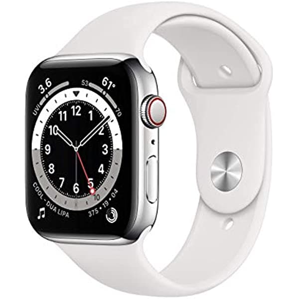 Apple Watch Series 6 (GPS + Cellular, 44mm) - Silver Stainless Steel Case with White Sport Band (Reacondicionado)