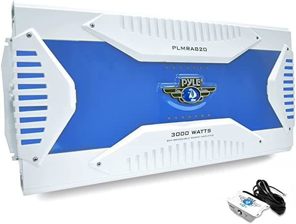 Pyle 8-Channel, 3000 W impermeable marine Grade MOSFET puenteable Amplificador PLMRA820