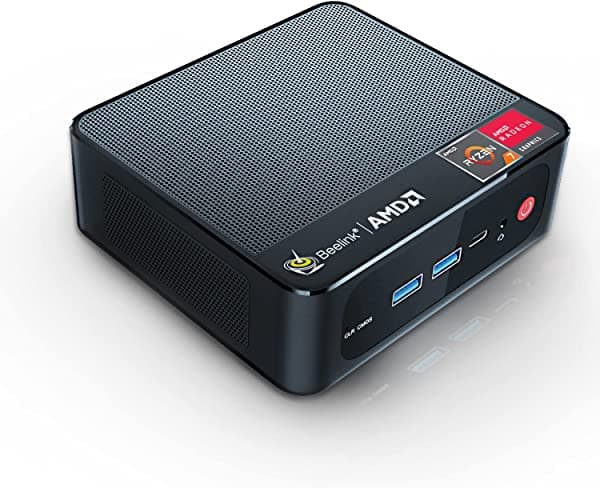 Beelink SER3 Mini PC, procesador AMD Ryzen 7 3750H, mini computadora con 16G DDR4 RAM/500GB M.2 NVME 2280 SSD, 4K FPS/HDMI dual, tipo C/WiFi 5/BT4.0/compatible con encendido automático