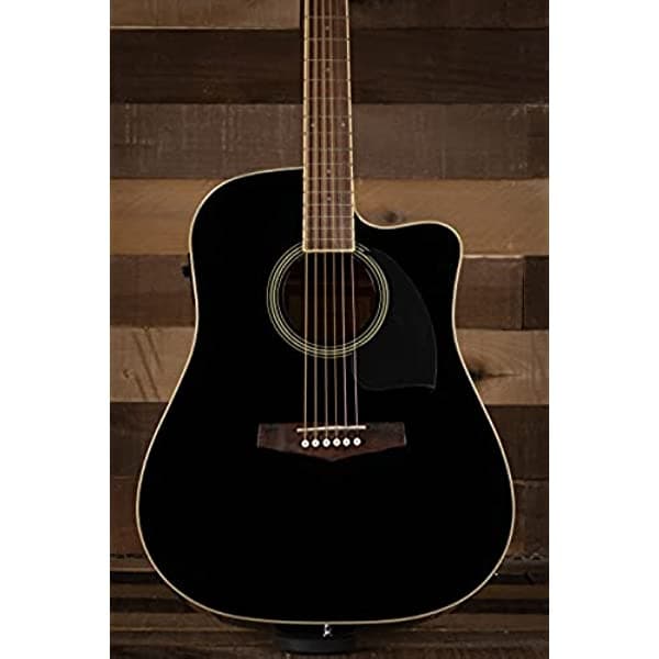 Guitarra acústica y eléctrica de Ibanez serie PF15ECE Dreadnought Cutaway., Negro PF15ECEBK