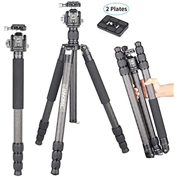 Trípode de fibra de carbono INNOREL RT85C - Trípode súper profesional, soporte de soporte resistente, centro de baja gravedad, 360° Panoramic Ballhead para cámara digital DSLR RT85C+N44