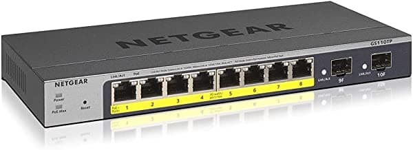 NETGEAR (GS110TPv3) Switch Gigabit PoE+ Ethernet Smart Managed Pro de 8 puertos con 2 puertos SFP y gestión en la nube GS110TP-300EUS