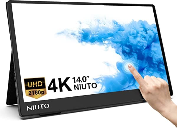 NIUTO Monitor táctil portátil 4K Pantalla de viaje Segundo Extensor de Pantalla Táctil UHD USB C Computadora Gaming para Laptop 14.0 pulgadas 3840 x 2160 IPS Compatible con Mac, MacBook, Nintendo Switch 140-4k
