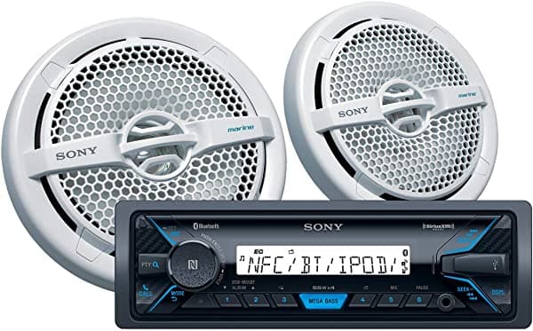 Sony DXS-M5511BT Receptor multimedia digital marino con Bluetooth y parlantes de doble cono de 6.5 pulgadas (blanco)