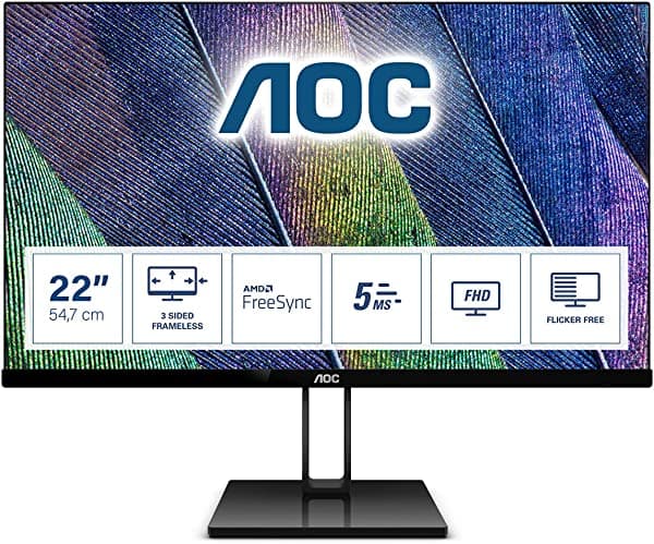 AOC Value-line 22V2Q 21.5" Full HD LED Flat Black Computer Monitor