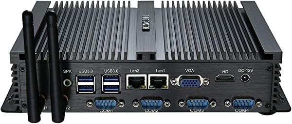 KINGDEL Potente mini computadora de escritorio, PC industrial sin ventilador, CPU Intel i5 de doble núcleo, 8 GB de RAM, SSD de 512 GB, 2 NICs, 4 USB 3.0,4 x COM RS232, puerto HD, funda de metal, Windows 11 Pro NC1037-3317U
