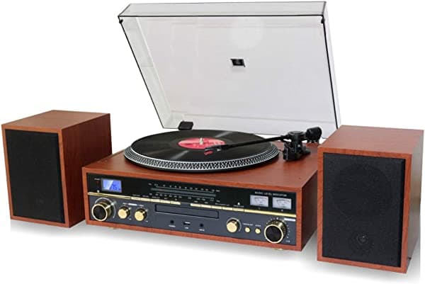 TechPlay Commander W: Tocadiscos con Control de Pitch, Reproductor de CD, Amplificador con VU Meter, Bluetooth y Grabación USB.