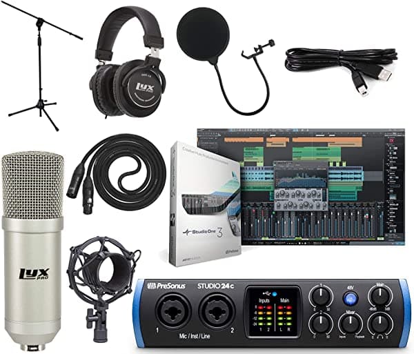 PreSonus Studio 24c 2x2 USB tipo C Audio/Interfaz MIDI Paquete de estudio con Studio One Artist Software Pack mwsBalls