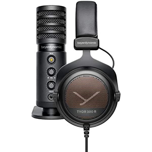 beyerdynamic - Pack de streaming TEAM TYGR que incluye los auriculares gamer de diseño abierto TYGR 300 R y el micrófono USB Fox 733253