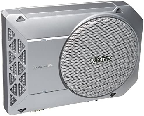 Infinity BassLink SM - Sistema de subwoofer ultracompacto de 8 pulgadas para debajo del asiento, color plateado