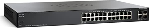 Conmutador inteligente Cisco SG200-26 Gigabit Ethernet con 24 puertos 10/100/1000 y 2 puertos mini GBIC combinados (SLM2024T-NA)