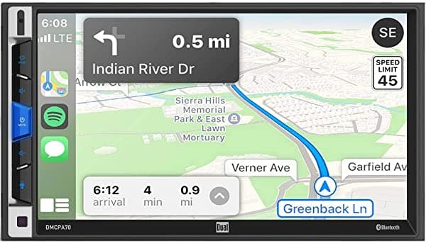 Dual DMCPA70 - Receptor sin Mechless doble DIN de 7 pulgadas con Bluetooth, Apple CarPlay y Android Auto Does not apply