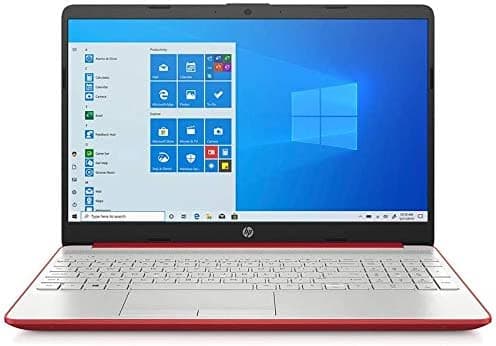 HP Computadora portátil HD 2022 de 15.6 pulgadas Intel de doble núcleo Pentium Gold 6405U 4GB RAM 500GB HDD Intel UHD Graphics HD Webcam Bluetooth RJ-45 USB-C HDMI Windows 10 Rojo Escarlata RE 32GB USB 3.0 Unidad flash HP-15-DW series