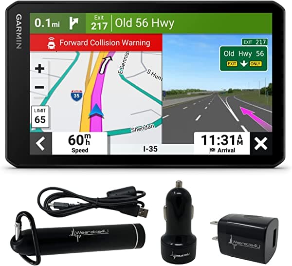 Garmin RV Cam 795, navegador GPS de 7 pulgadas fácil de leer, dash cam integrada, detección automática de incidentes, ruteo personalizado para motorhome, con pack de energía Wearable4U 010-02728-00
