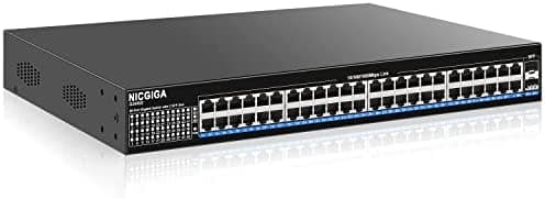 Conmutador Ethernet Gigabit de 48 puertos no administrado + 2 puertos SFP de 1G, interruptor de red NICGIGA, montaje en bastidor, Plug and Play GS4802-EU