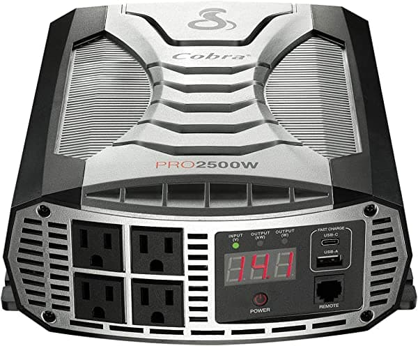 Cobra PRO 2500W Profesional Grade Power Inverter, Portable - 2500-Watt Car Charger, 4 Grounded AC Outlets, 2 Fast Charge USB Ports and Remote Controller (CPIALCDG1) Compatible CPI2500W