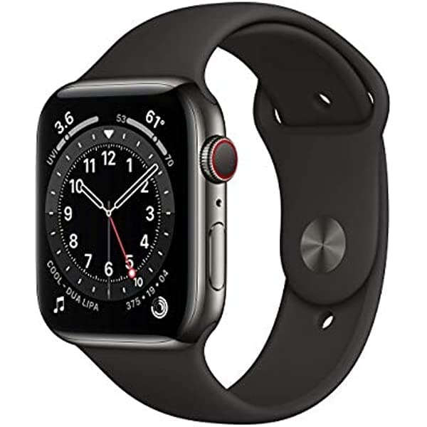 Apple Watch Series 6 (GPS + Cellular, 44mm) - Graphite Stainless Steel Case with Black Sport Band (Reacondicionado)