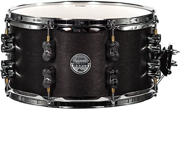 Pacific PDP By DW - Redoblante de arce con acabado black wax, 7 x 13 pulgadas PDSN0713BWCR