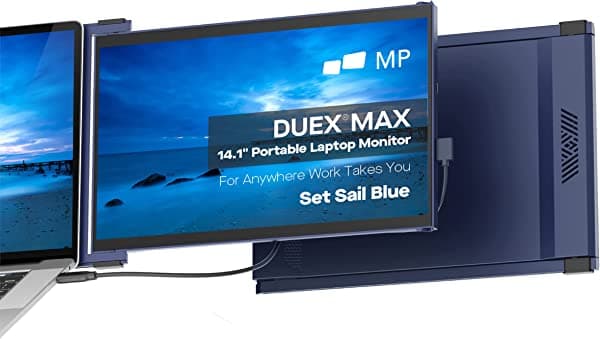 Monitor portátil Duex Max de 14.1 pulgadas, Full HD 1080P IPS con rotación automática para laptop, USB A/Tipo-C USB Plug and Play, compatible con Windows/Mac/Android/Switch (Set Sail Blue)