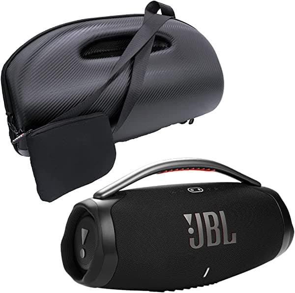 JBL Boombox 3 - Paquete de altavoces Bluetooth portátiles impermeables con funda gSport y bolsa de accesorios (negro) GSPORT-BOOMBOX3-BLACK