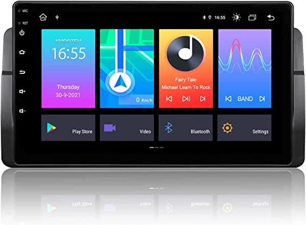 NVGOTEV estereo para auto Android 11.0 se adapta a BMW E46 1999-2004 navegacion GPS HD pantalla tactil integrada PhoneLink Android Auto con volante BT 4G RAM + 64G ROM