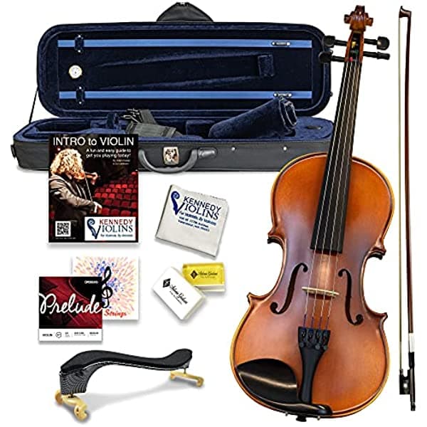 Bunnel Premier - Traje de violín 4/4 tamaño completo, estuche de transporte y accesorios incluidos, madera de arce maciza y accesorios de ébano por Kennedy Violins