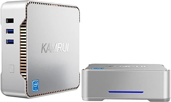 KAMRUI Mini PC Windows 11 Pro 12GB RAM 256GB M.2 SATA SSD, 4 núcleos Intel Celeron J4125 (hasta 2.7GHz), mini computadora de escritorio, 4K a 60Hz Dual HDMI, Gigabit Ethernet, WiFi-5, BT4.2, VESA, encendido automático 12GB+256GB/Intel Celeron J4125