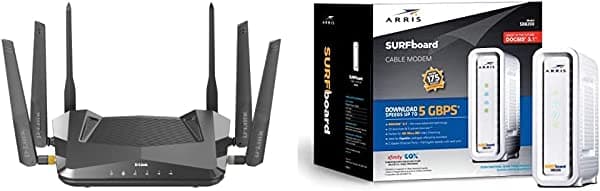 D-Link Router WiFi 6 AX5400 MU-MIMO Control de voz compatible con Alexa y Google Assistant y Arris Surfboard SB8200 DOCSIS 3.1 Gigabit módem | Aprobado para Cox