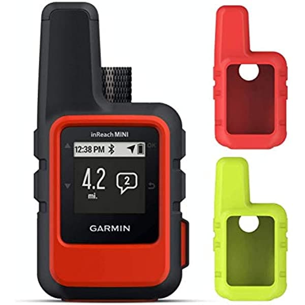Garmin InReach Mini comunicador satelital de iridio de mano (negro) con fundas protectoras de silicona Wearable4U 2X (negro/caqui) 010-01879-00