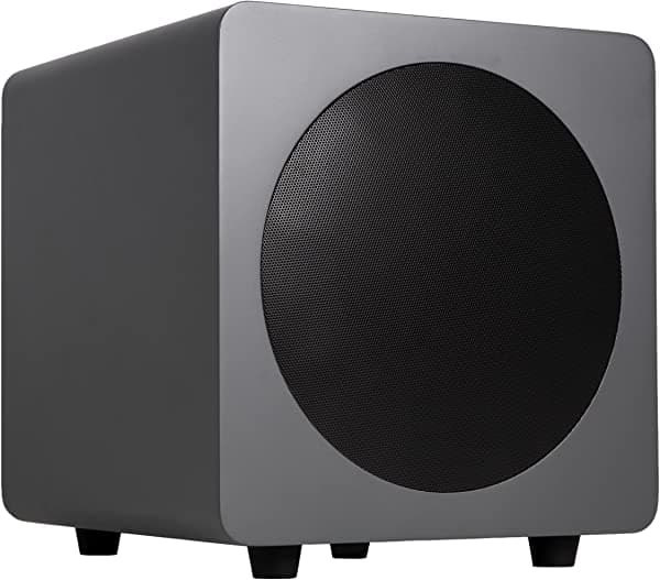 Kanto SUB8 Subwoofer activo, controlador de cono de papel de 8 pulgadas, potente extensión de graves, gris mate SUB8MG