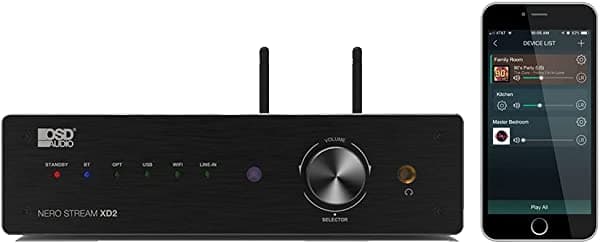 OSD Nero Stream XD2 400W App Control Amplificador de potencia, 2 canales clase D, DAC integrado, entradas ópticas USB RCA USB, soporte de montaje