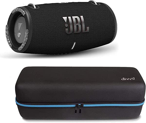JBL Xtreme 3 - Paquete de altavoces Bluetooth portátiles impermeables y a prueba de polvo con divvi, funda protectora rígida - negro Xtreme 3 Black with Case